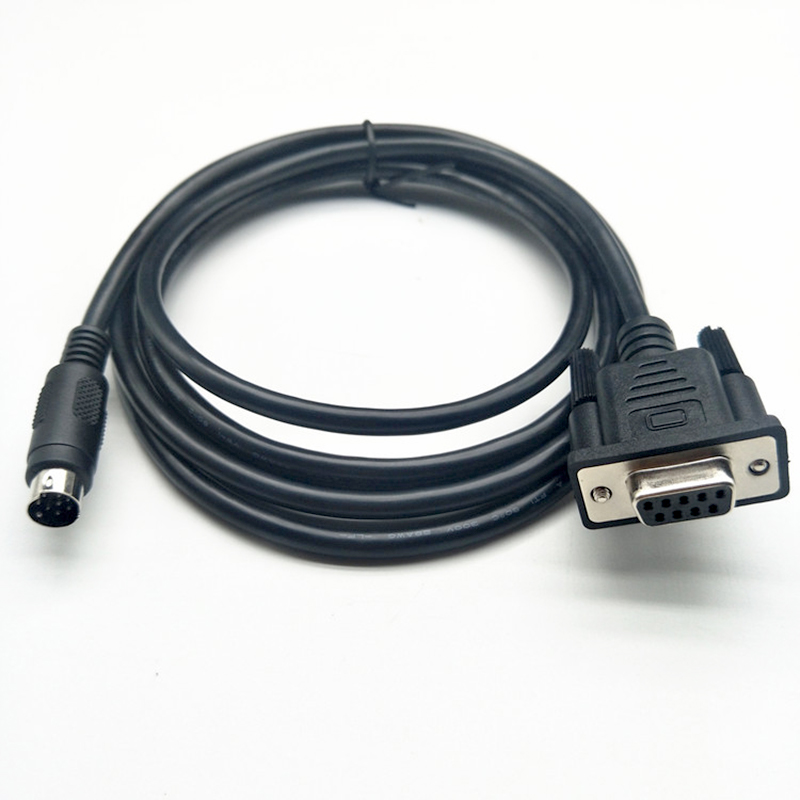 OEM High Compatible WIN10 DB9  Female RS232 Serial to 8 PIN MINI DIN Adapter PLC Downloading Cable