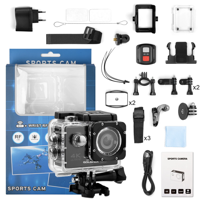 1080P Action Camera Underwater Waterproof Camera 170 Wide Angle WiFi Sports Cam with Batteries and Mounting Accessories Kit