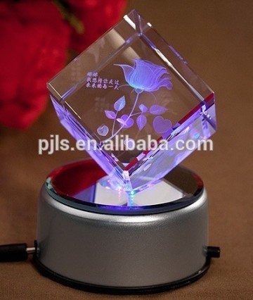 personalization crystal cube, laser logo inside, crystal block