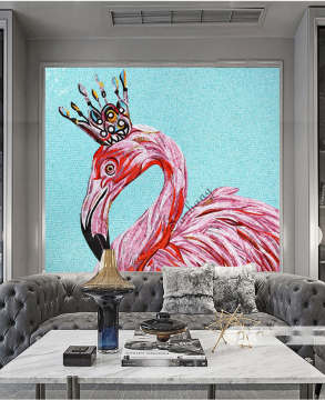 Glass Mosaic Tile Flamingo Pattern Wall Mural Art