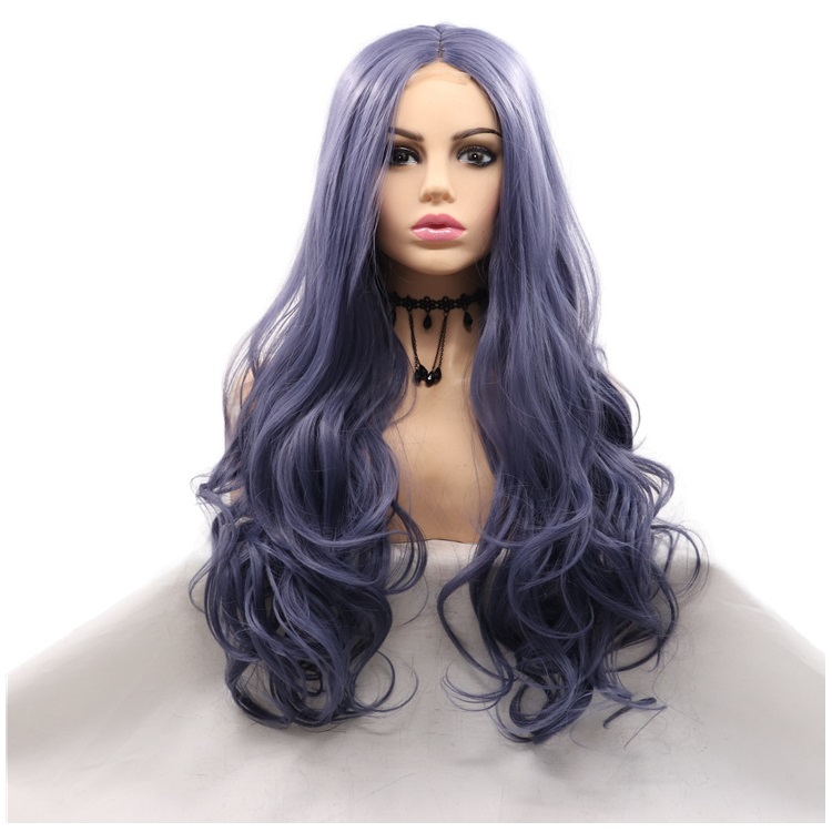 Wholesale Transparent Lace Frontal Cosplay Synthetic Hair Top Lace Front Purple Wig