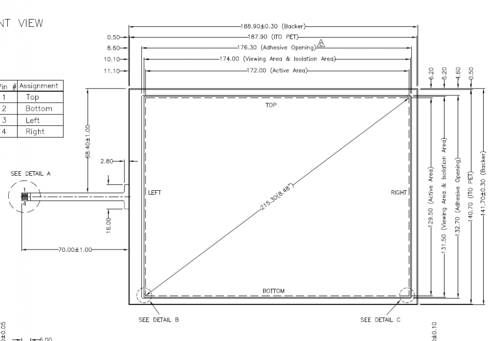 Painel de toque resistivo AMT 9507 de 8,4 polegadas