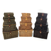 Custom Size Empty Wicker Picnic Hamper Storage Basket For 4 Person