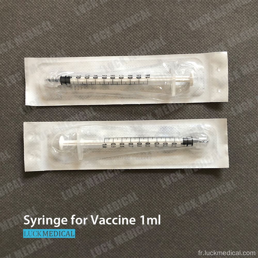 Syringe 1 cc sans aiguille pour le vaccin