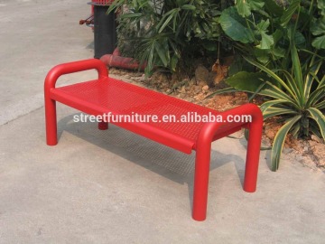Perforated steel backless street bench metal outdoor bench