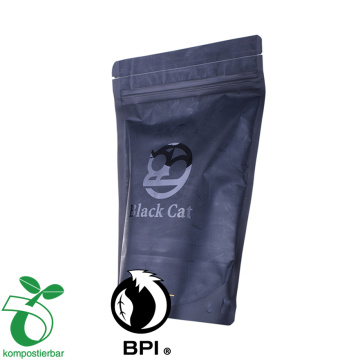 Beg pembungkusan plastik biodegradable 100% yang dicetak khas dengan zip untuk kopi