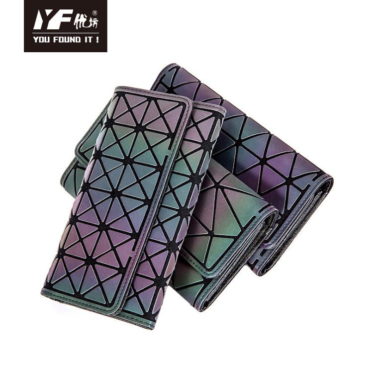 Custom geometric foldable noctilucent PU for women wallet