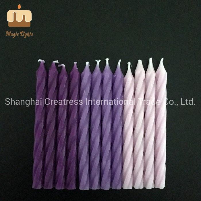 High-End Cake Decoration Purple Ombre Spiral Birthday Candles for Sale