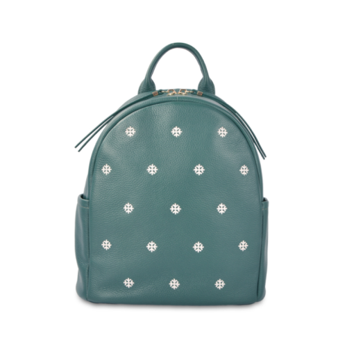 Cute green leather backpack for students