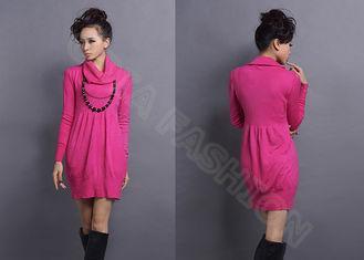 Autumn Narrow Waist Womens Turtleneck Sweaters , Long Sweat