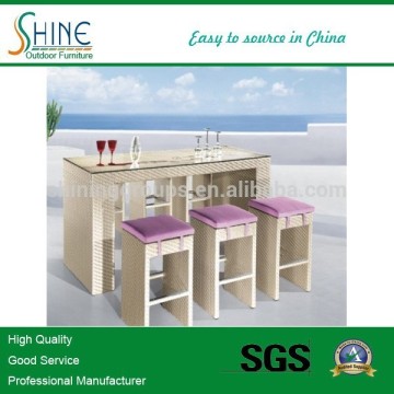 SOF3007 Rattan Furniture Outdoor Bar Stool and Bar Table, Rattan Bar Set