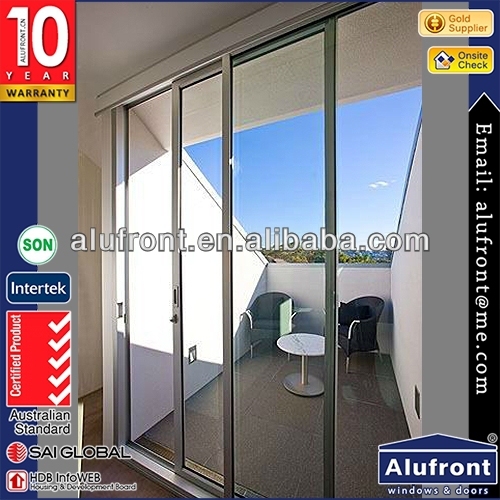 aluminum fireproofing sliding door with fiberglass flynet for balcony