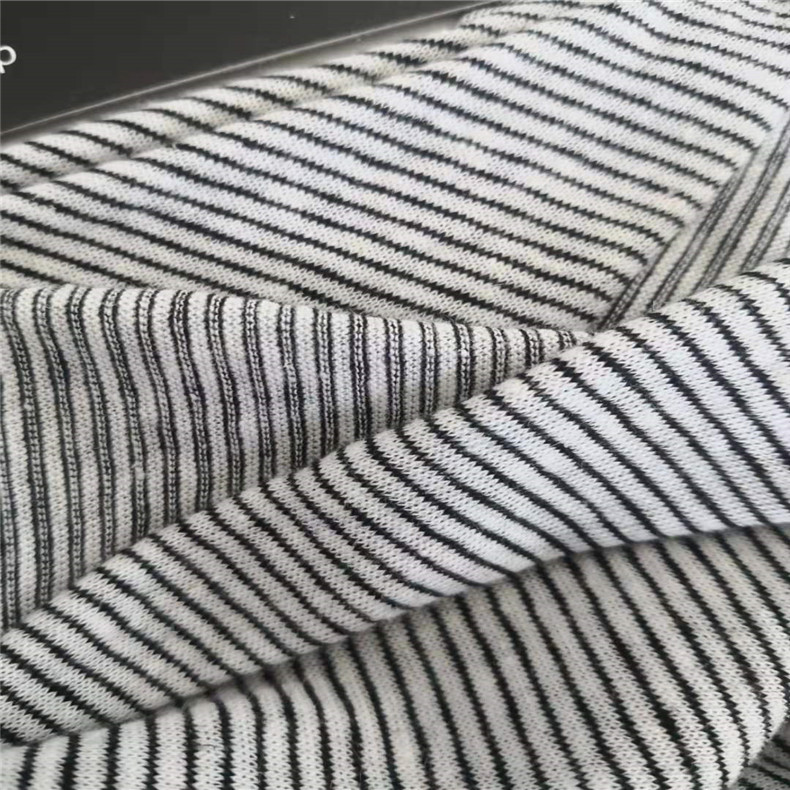 recycled cotton blended supima/pima cotton knitted yarn dyed stripe fabric