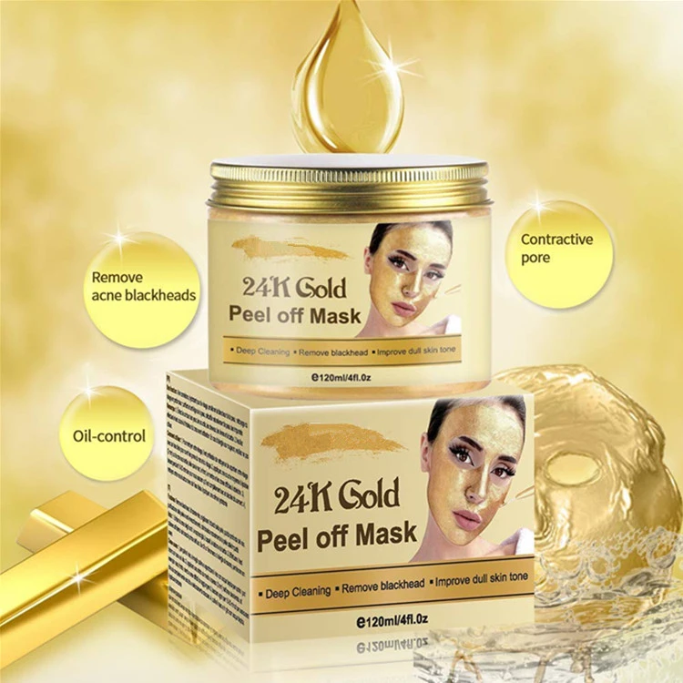 High Quality 24K Gold Face Blackhead Remover Anti Acne Peel off Mask