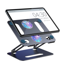 Adjustable 2-Fan Aluminum Laptop Stand: Ergonomic Cooling Pad for Comfortable Computing