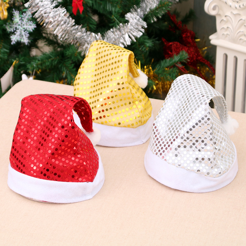 Christmas adult Christmas hat sequined Christmas decorative hat for the elderly party performance decorations 0