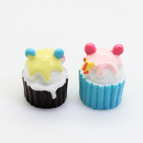 13 * 18mm Mini cabujón 3D en forma de cupcake lindo para encantos decorativos artesanales hechos a mano adornos de nevera de cocina cuentas de limo