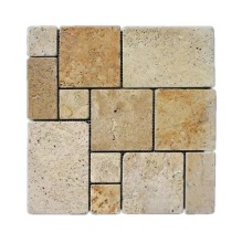 Natural Light Travertine French Pattern Tumbled Tiles for Wall Decor