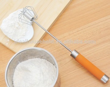 Stainless steel miracle whisk tools With Rubber Hand rotating egg whisk egg beater