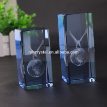 3-D Laser Etched Crystal Glass Display Cube MH-F0551