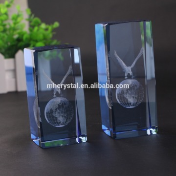3-D Laser Etched Crystal Glass Display Cube MH-F0551