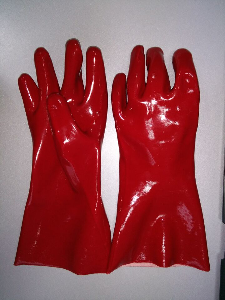 Long-Cotton Liner PVC Coated Long Work Gloves