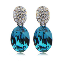 Electric blue large diamond drop earring