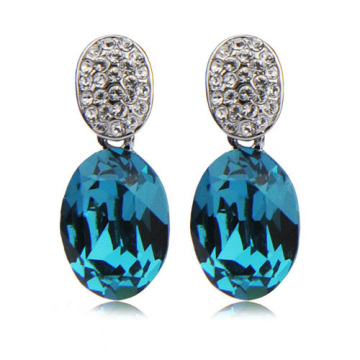 Electric blue large diamond drop earring