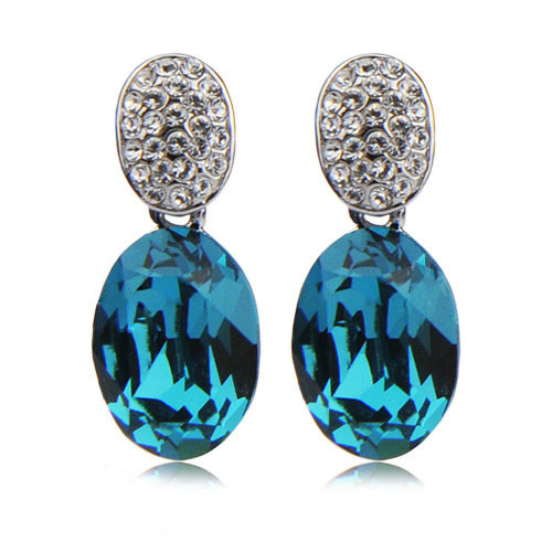 Elektrische grote blue diamond drop earrings