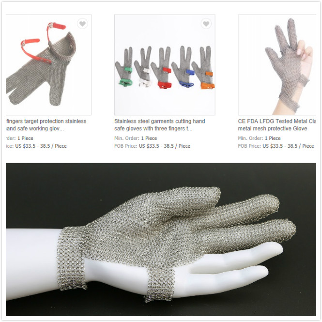 Three fingers target protection stainless steel hand safe working gloves anti garments