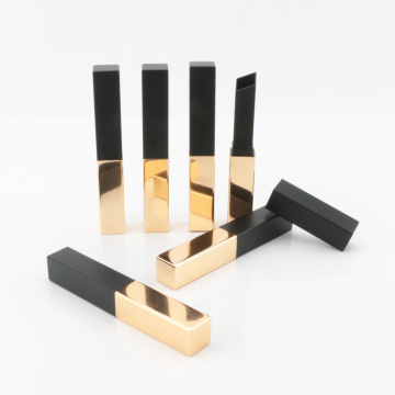 Square black and golden lipstick tube