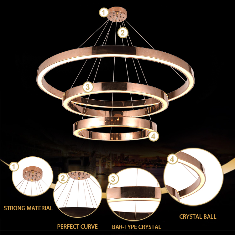 Popular Simple Circle Ring Acrylic Nordic Modern Decorative Led Chandelier