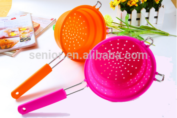 food grade fruit/vegetable drain basket/silicone basket/ foldable silicone drain basket