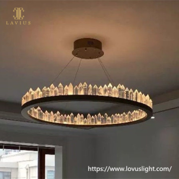 Classical crystal shape circular ring crystal chandelier Custom crystal pendant light for villa