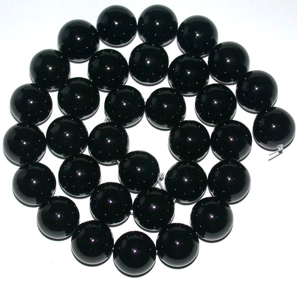 Bolas redondas de ónix negro de 12 mm, 16 &quot;