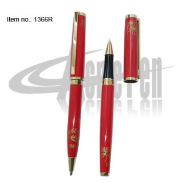 Metal roller pen with brass pen barrel sprint clip