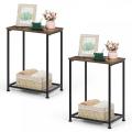 Industrial Slim End Tables Set with Storage Shelf