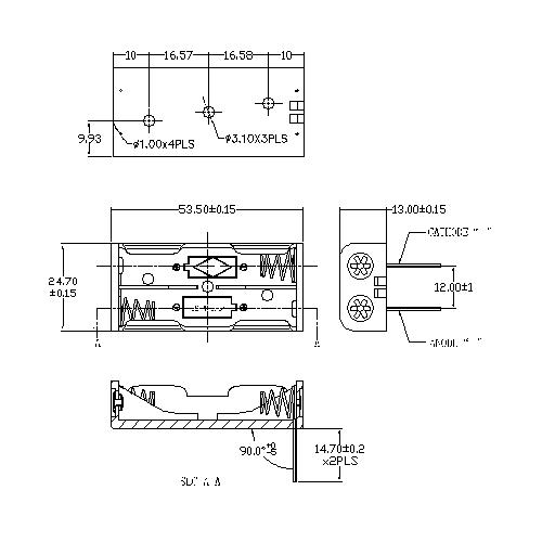 2 Pieces Aaa Battery Holders With Pins Bbc 7 2 A P