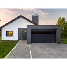 Automatic Aluminum Garage Door with Black Tempered Glass for Villa