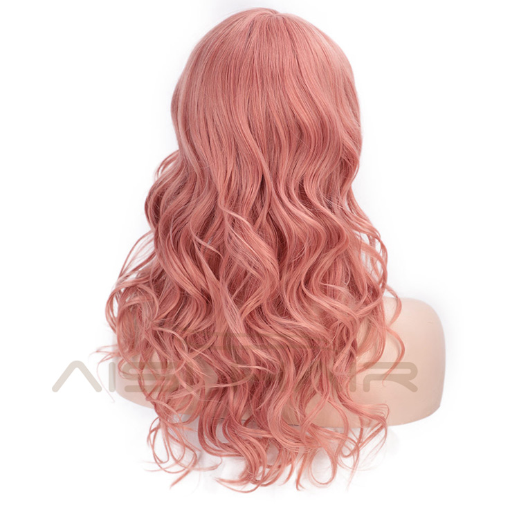 Aisi Hair Pink Lady Collection Heat Resistant Synthetic Fiber Wigs Long Curly Women Cosplay Wigs Long Wavy Wigs for Women