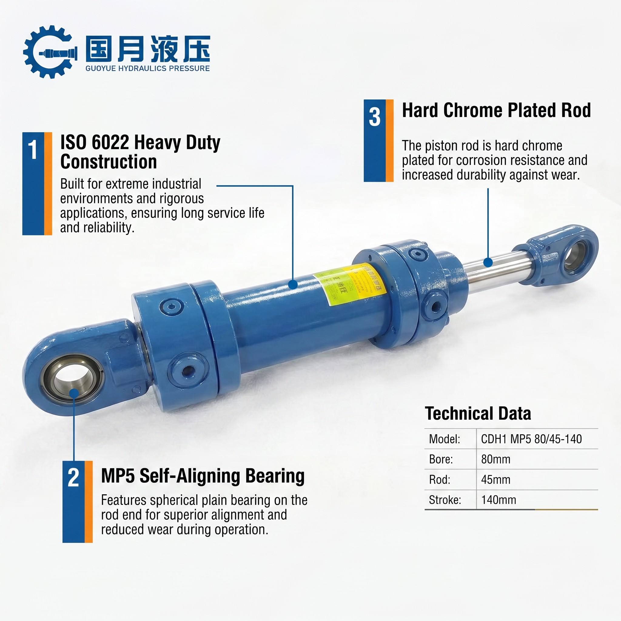 CDH1 MP5 80/45-140 Hidrolik Silindir CDH1 MP5 80/45-140 Hydraulic Cylinder