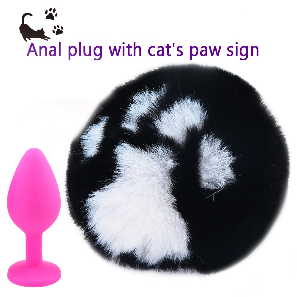 Sex Toys Cat Tail Anal Plug Silicone Cat Paw Hair Ball Anal Plug Cat Paw Khaki White Fox Hair Ball For Couples