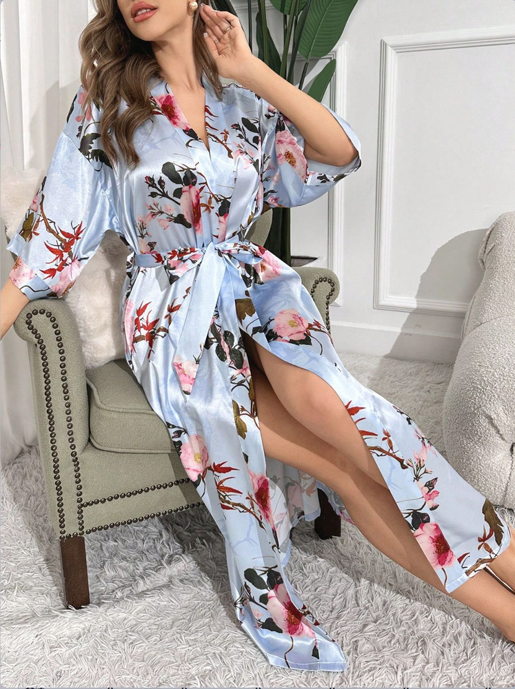 Роскошный шелковый пижамный галстук с принтом Pure Luxury Silk Feel Printed Pajamas Tie Pure