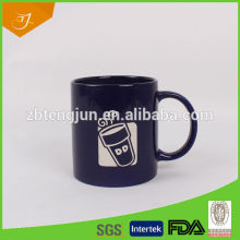 dark blue glazed ceramic mug, cola logo ceramic mug