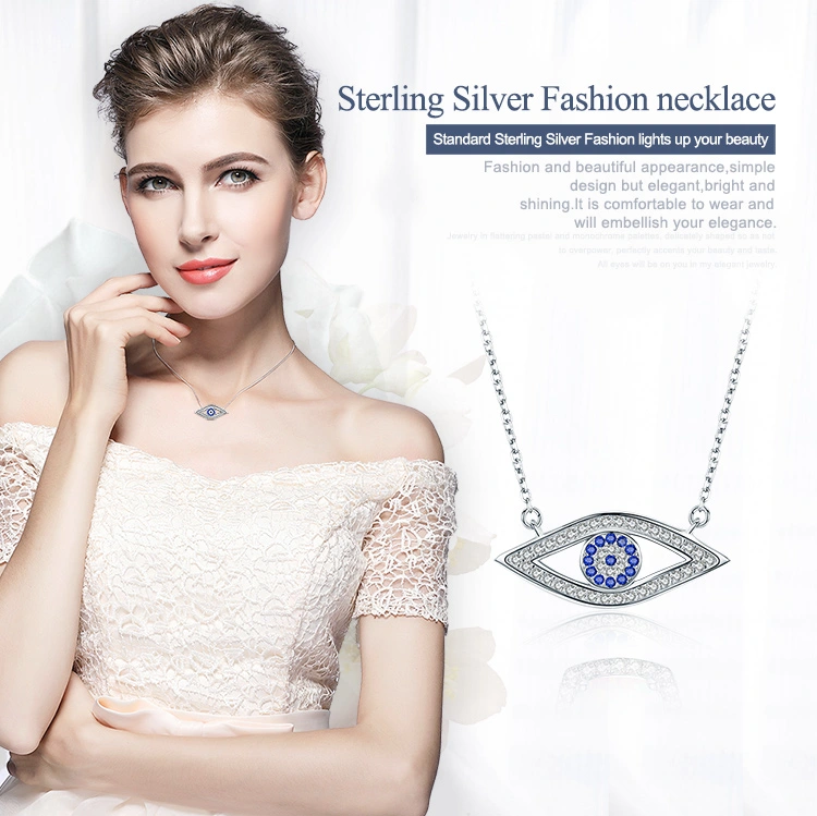 925 Sterling Silver Jewelry Lucky Blue Eyes Punk Pendant Necklaces