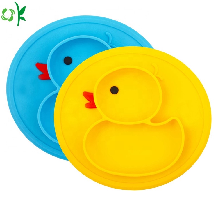 Cute Duckling Shape Silicone Baby Plates