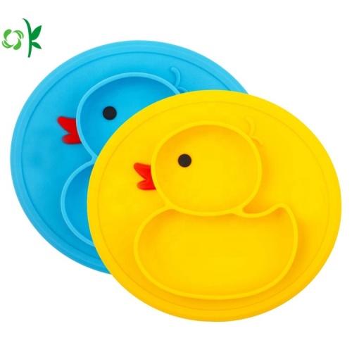 Platos de silicona para bebés con forma de patito lindo