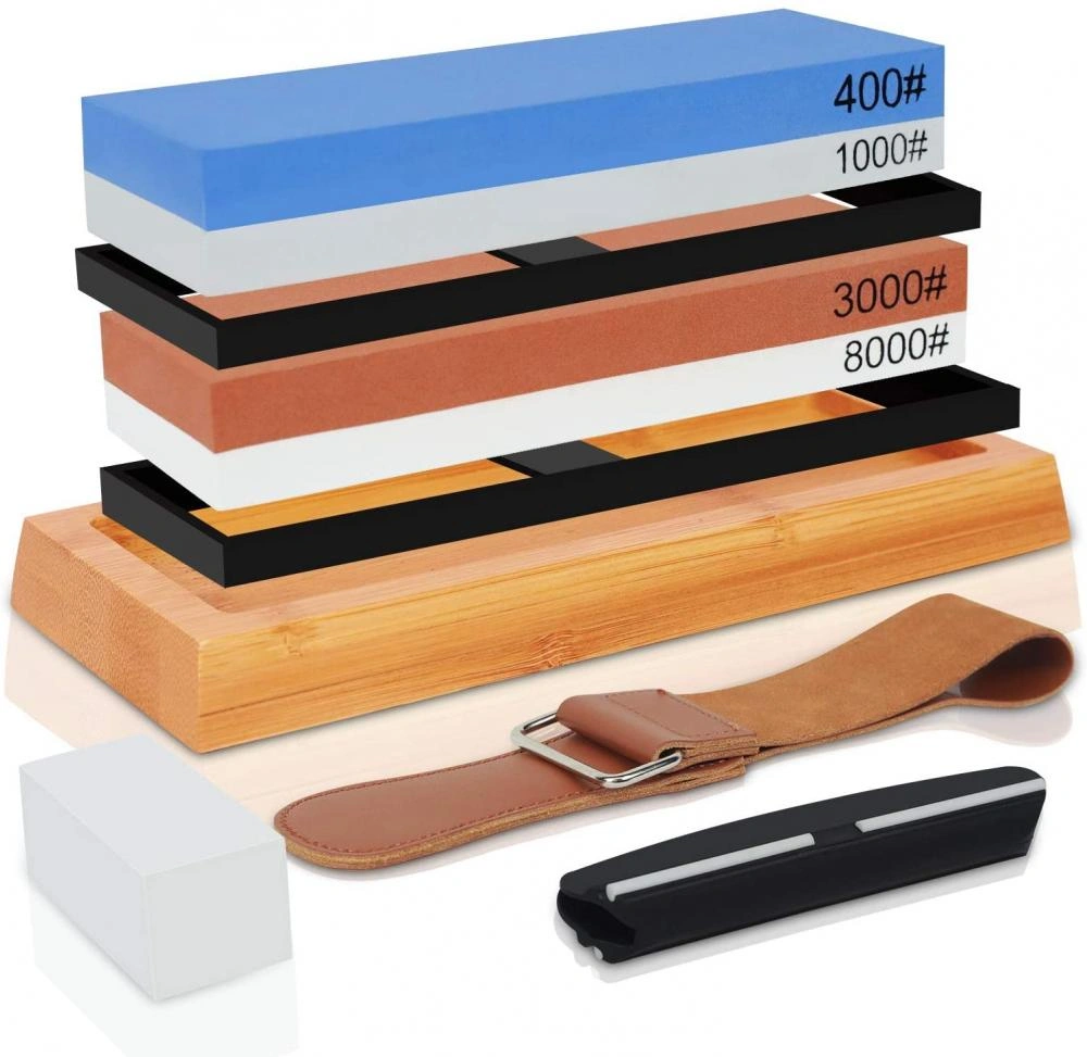 Complete Knife Sharpening Stone Set, KERYE Professional Japanese Whetstone  Sharpener, Premium 4 Side Grit 400/1000 3000/8000 Water Stone, Flattening