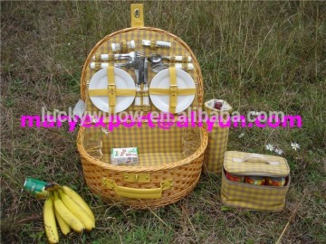 natural handmade wicker mini picnic basket