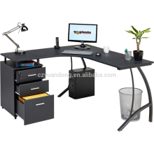 Black or White Corner Computer Desk Home Office PC Table with 3 Drawers L-Shaped
